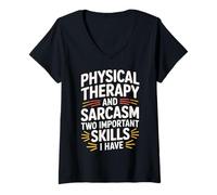 Donna Skills Physical Therapy And Sarcasm Maglietta con Collo a V