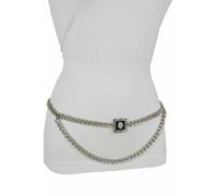 Donna Skinny Cintura Leone Pendente Fibbia Hot Metallo Argento Catena Link XS S