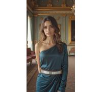 Donna Skinny Marrone Fascia Elastica Cintura Argento Lucido Bling Sparkle Fancy