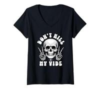 Donna Skull - Don't Kill My Vibe Maglietta con Collo a V