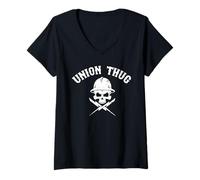 Donna Skull Skilled Labor Day Linemans Electrician PRO Union Thug Maglietta con Collo a V