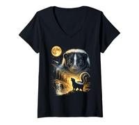Donna Skunk Howling to The Moon Meme Funny Skunk degli Anni '90 Maglietta con Collo a V