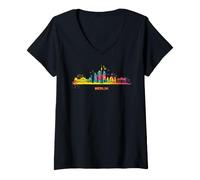 Donna Skyline colorato Berlino Città Berlino Maglietta con Collo a V