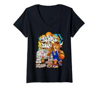Donna Slam Dunk Basketball Graffiti Street Art Graphic Maglietta con Collo a V