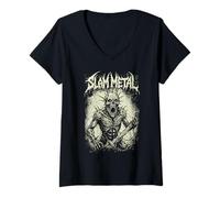 Donna Slam Metal Death Metal Musica Maglietta con Collo a V