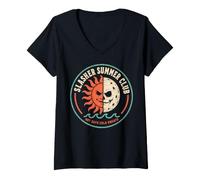 Donna Slasher Summer Club Horror Fan Saying Maglietta con Collo a V