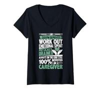 Donna Sleep Deprived Work out Emotional Spent Caregiver Maglietta con Collo a V