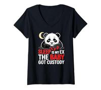 Donna Sleep IS My Ex The Baby Got Custody Maglietta con Collo a V