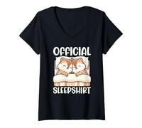 Donna Sleepshirt Ufficiale Chipmunk Sleeping Animals Sarcastic Maglietta con Collo a V
