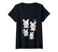 Donna Sleepy Bonnie Ready to Sleep, Simpatico Coniglietto soffice Design Maglietta con Collo a V