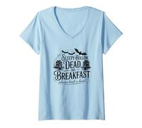 Donna Sleepy Hollow Dead And Breakfast Si Prega di prenotare Una Testa Maglietta con Collo a V
