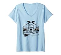 Donna Sleepy Hollow Dead And Breakfast Si Prega di prenotare Una Testa Maglietta con Collo a V