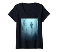 Donna Slenderman senza volto insegue le foreste del Connecticut Maglietta con Collo a V