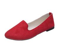 Donna Slip On Flache Schuhe Sandalen Casual Ballerina Schuhe Schuhe Schwangere Frau Schuhe, Atmungsaktiv Freizeitschuhe Outdoor Mocassini Gehen Flache Schuhe, Leichte Damen Sneaker, Rosso, 39