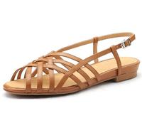 Donna Slip On Flat Sandali Estate Criss Croce Gladiatore Punta Aperta Intrecciato Slingback Roma Scarpe con Cinturino alla Caviglia Water Resistente all'Acqua per Tutto il Giorno(Braun,34 EU)