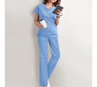 Donna Slip-on Short Sleeve Medical Nursing Scrub Work Dress Nuovo