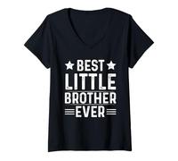 Donna Slogan "Best Little Brother Ever Fun" Maglietta con Collo a V