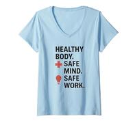 Donna Slogan Professionale per la Settimana della Sicurezza e Il Regalo delle Squadre industriali Maglietta con Collo a V