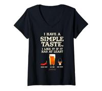 Donna Slogan Simple Taste Peperoncino, Birra, Whisky Maglietta con Collo a V