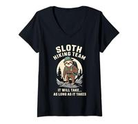 Donna Sloth Hiking Team Ci vorrà tutto il tempo necessario Divertente Maglietta con Collo a V
