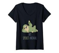 Donna Sloth My Spirit Animal, Let's Chill and Relax, divertente regalo pigro Maglietta con Collo a V