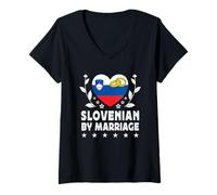 Donna Slovenian by Marriage Slovenian Wife Husband Slovenia Flag Maglietta con Collo a V