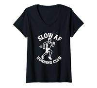 Donna Slow AF Running Club Funny Jogger Humor Design Uomo Maglietta con Collo a V