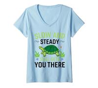 Donna Slow And Steady Still Gets You There | Tartaruga Maglietta con Collo a V