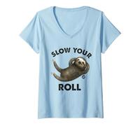 Donna Slow Your Roll Sloth Maglietta con Collo a V
