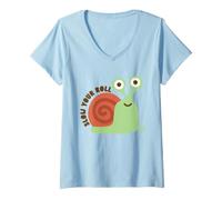 Donna Slow Your Roll Snail Maglietta con Collo a V