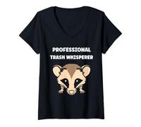 Donna Small Animal Opossums Funny Quote Opossum Trash Whisperer Maglietta con Collo a V