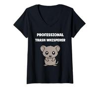 Donna Small Animal Opossums Funny Quote Opossum Trash Whisperer Maglietta con Collo a V