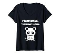 Donna Small Animal Opossums Funny Quote Opossum Trash Whisperer Maglietta con Collo a V