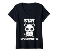 Donna Small Animal Opossums Funny Quote Stay Opossum Maglietta con Collo a V