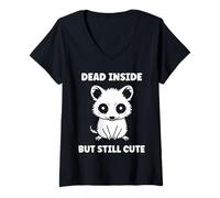 Donna Small Animal Opossums Quote Dead Inside Funny Opossum Maglietta con Collo a V