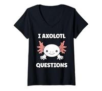 Donna Small animals axolotl funny simple questions axolotl Maglietta con Collo a V