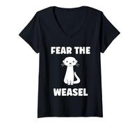 Donna Small Animals Weasels Funny Minimalist Fear The Weasel Maglietta con Collo a V