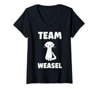 Donna Small Animals Weasels Funny Minimalist Simple Team Weasel Maglietta con Collo a V