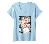 Donna Small Bite Burger Grunge Design: I Love This Product Funny Maglietta con Collo a V