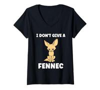 Donna Small Funny Fennec Canids Funny Quote i Don't Give a Fennec Maglietta con Collo a V
