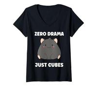 Donna Small Funny Wombats Animals Zero Drama Just Cubes Wombat Maglietta con Collo a V