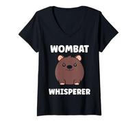 Donna Small Funny Wombats Minimalist Animals Whisperer Wombat Maglietta con Collo a V