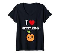 Donna Small Nectarines Fruit Funny Simple i Love Nectarine Maglietta con Collo a V