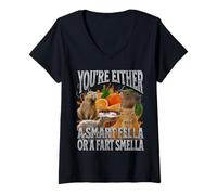 Donna Smart Fella O Fart Smella Divertente Capybara Meme Bootleg Y2K Maglietta con Collo a V