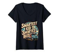 Donna Smartest Kid On The Shortest Bus Intelligence Metaphor - Maglietta con Collo a V