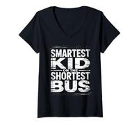 Donna Smartest Kid On The Shortest Bus Intelligence Metaphor - Maglietta con Collo a V