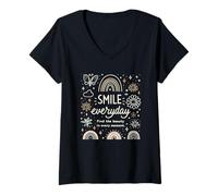 Donna Smile Everyday Trova la Bellezza in Ogni Momento Amore Positivo Maglietta con Collo a V
