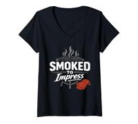 Donna Smoke Is My Cologne BBQ Odore Umorismo Grillmaster Funny BBQ Maglietta con Collo a V