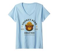 Donna Smokey Bear Cute Retro Logo Only You Can Prevent Wildfires Maglietta con Collo a V
