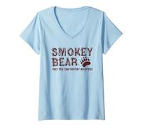 Donna Smokey Bear Paw Retro Outdoor Typography Maglietta con Collo a V